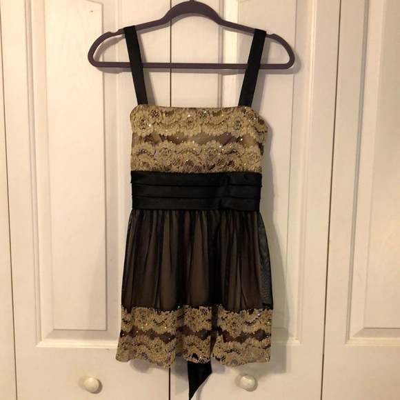 Y2K R&M Richards Satin Sequin Mesh Lace Babydoll Cocktail Top Size 12 - Picture 1 of 9